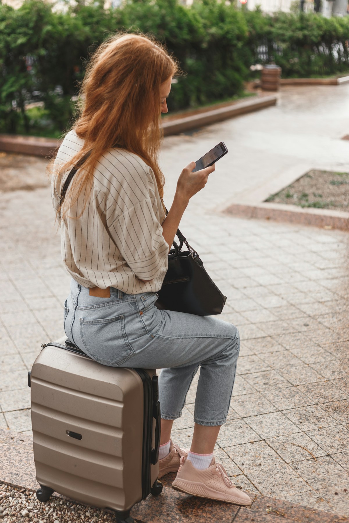 Woman traveling comfortably with the right accessories